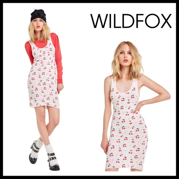 WILDFOX CHERRY PRINT BOHO MINI TANK DRESS A2C - Picture 7 of 8